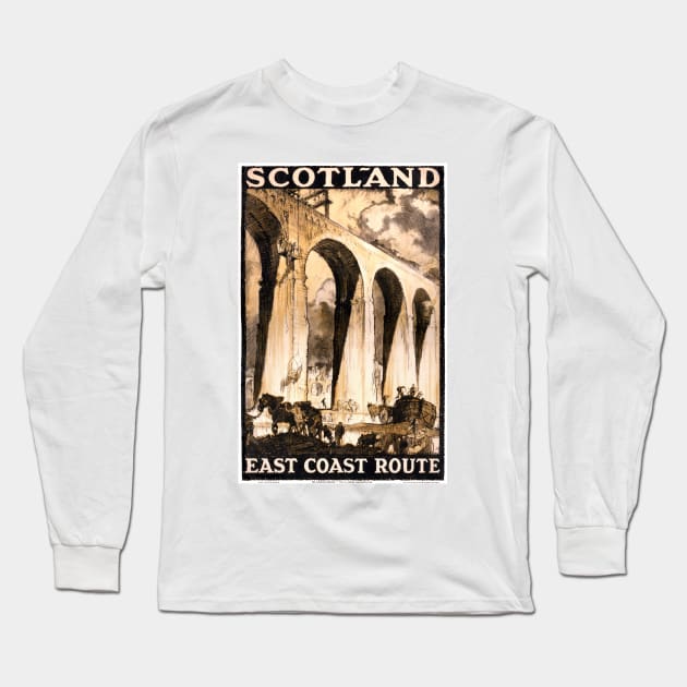 Vintage Travel Poster Scotland East Coast Route Long Sleeve T-Shirt by vintagetreasure